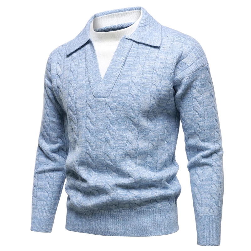 Wool Blend Coat - British Style Henry V-Neck Sweater Coats