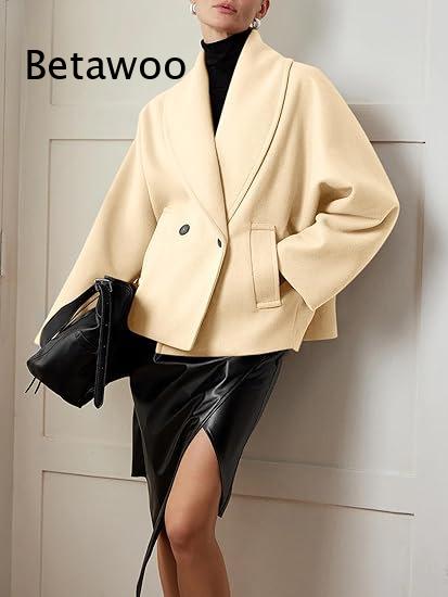 Women's Double-Breasted Short  - огляд і ціна Wool Blend Coat