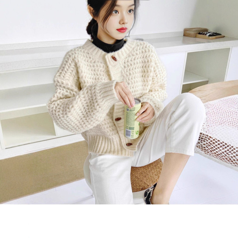 Women's Chunky Knit Cardigan,  - огляд і ціна Wool Blend Coat