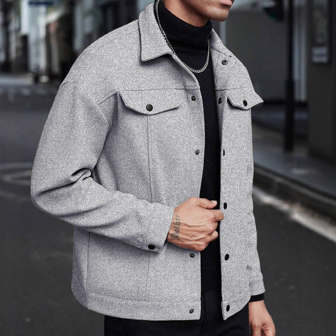 Men Wool Blend Lapel Work Jack - огляд і ціна Wool Blend Coat