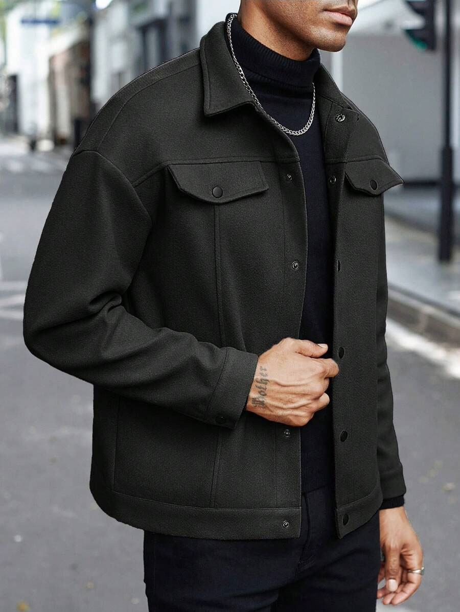 Men Wool Blend Lapel Work Jack - огляд і ціна Wool Blend Coat