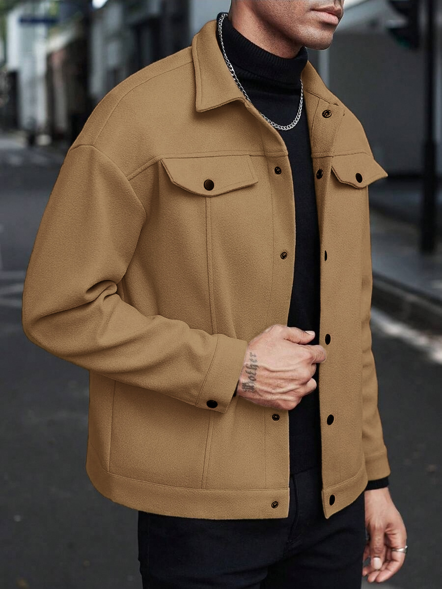 Men Wool Blend Lapel Work Jack - огляд і ціна Wool Blend Coat
